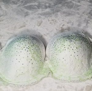 Body by Victoria Secret Sparkly Green & White Bra